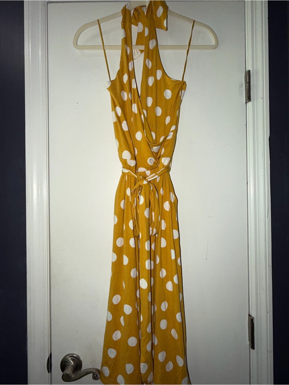 Boden Yellow and White Polka Dot Midi Halter Dress - Picture 4 of 5